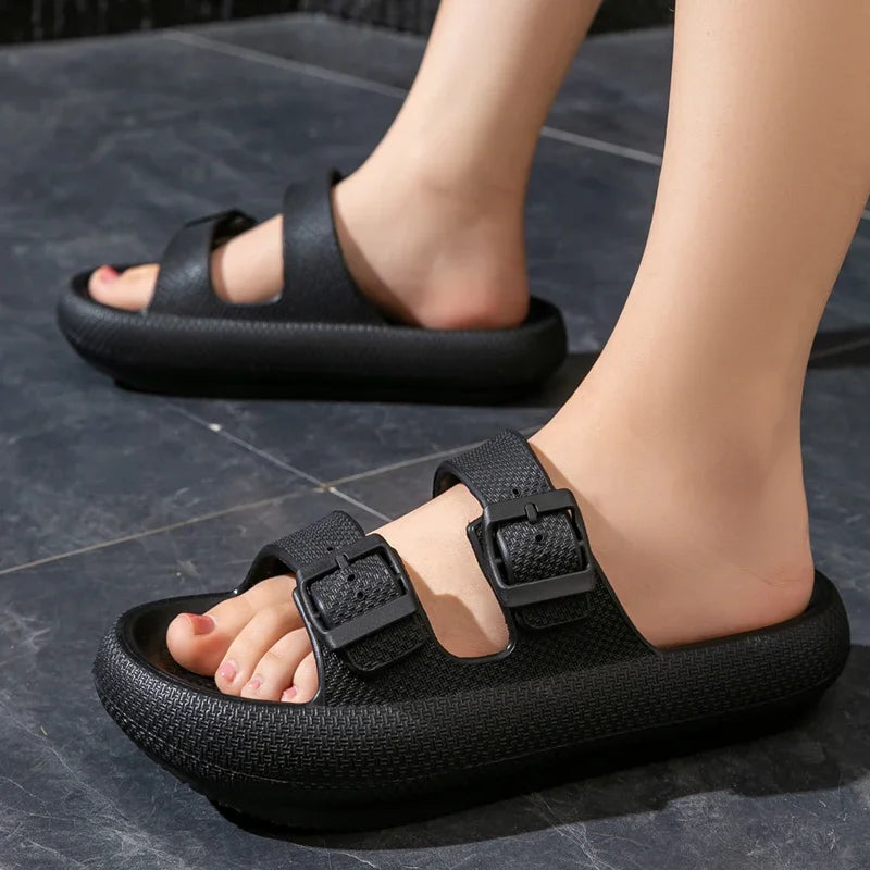 Men's Lightweight Open-Toe Slide Sandals Non-Slip Bathroom Flip Flops with Comfortable Arch Support,Trendy Casual Summer Shoes