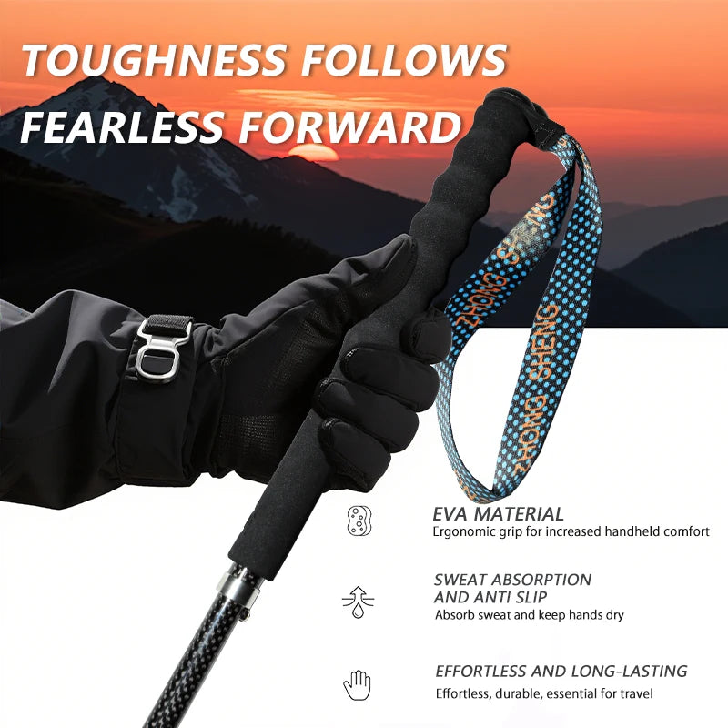 OKHEALING Carbon Fiber Trekking Poles Telescopic Hiking Sticks